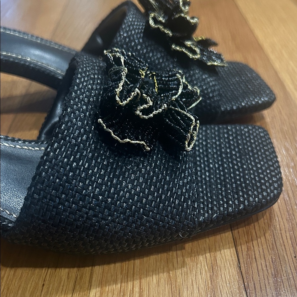 Sam Edelman Women’s Winsley Floral Block Heel Slide Sandals Size 6.5 Black - Picture 4 of 12